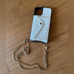 Bandolier cream white Hailey case iPhone 11 Pro w gold chain